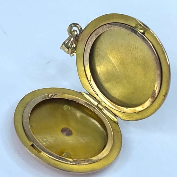 14K gold 0.3ct Ruby Round Brilliant Diamond Locket charm pendant 1 3/8" x 1" 7.2 - Picture 6 of 11